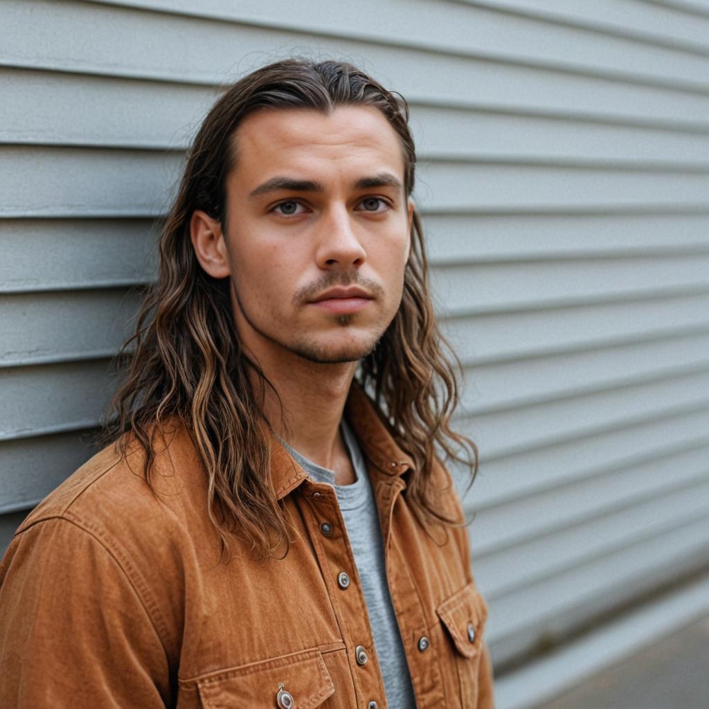 Man in Corduroy Jacket with Wavy Hair