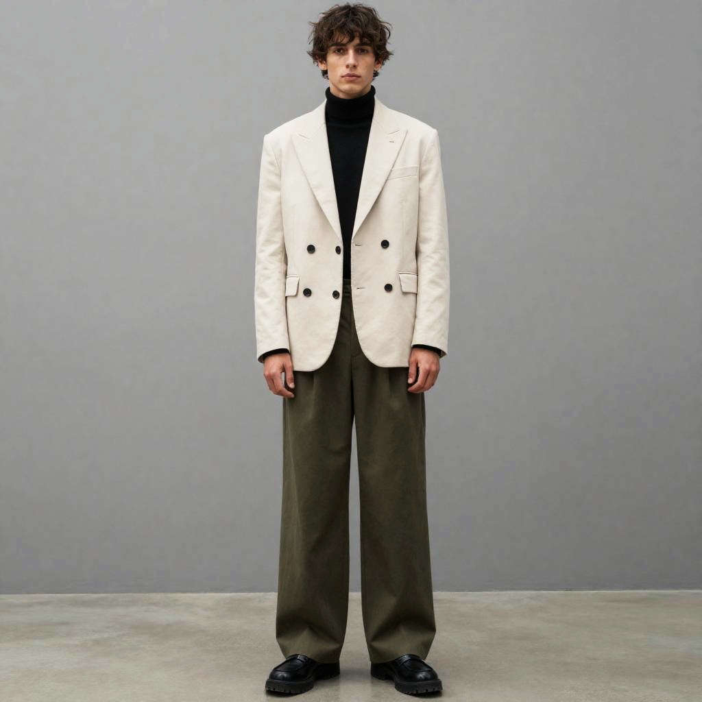 Gen Z Fashion Trend - Minimalist Blazer and Wide-Legged Pants Outfit