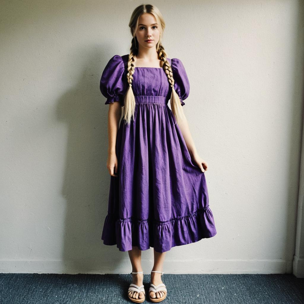 Young Woman in Vintage Purple Dress Young Woman in Vintage Purple Dress