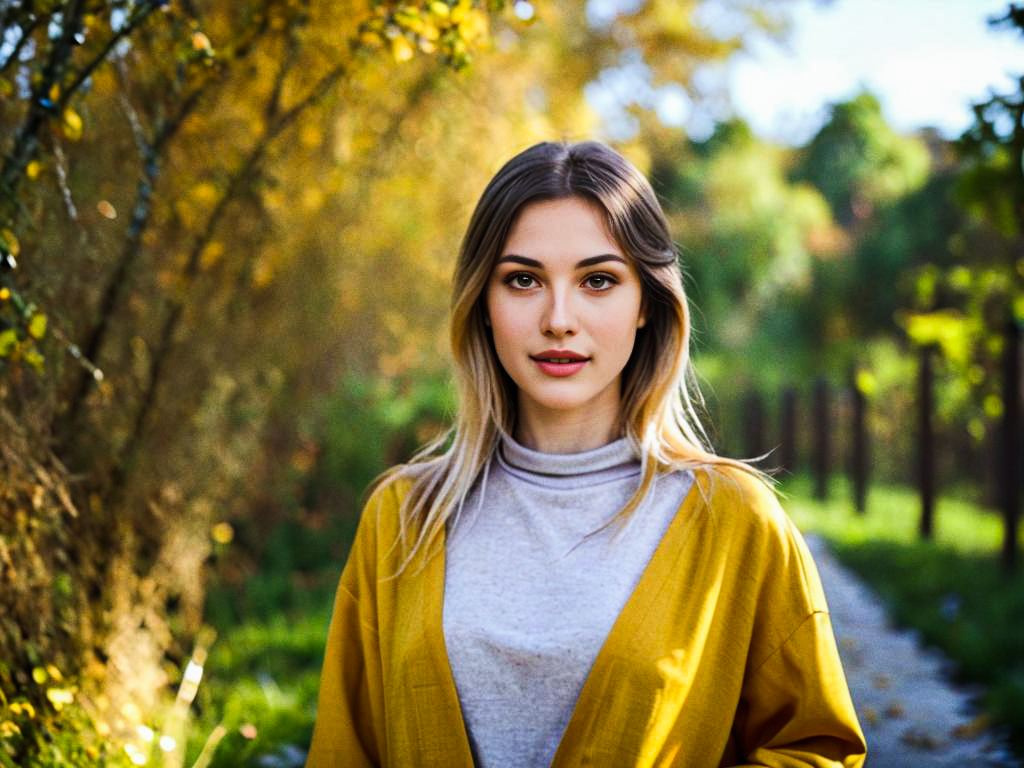 Woman in Yellow Cardigan Amid Autumn Leaves