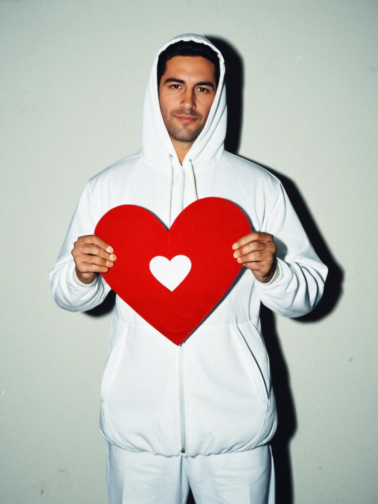 Man with Heart Cutout in Studio