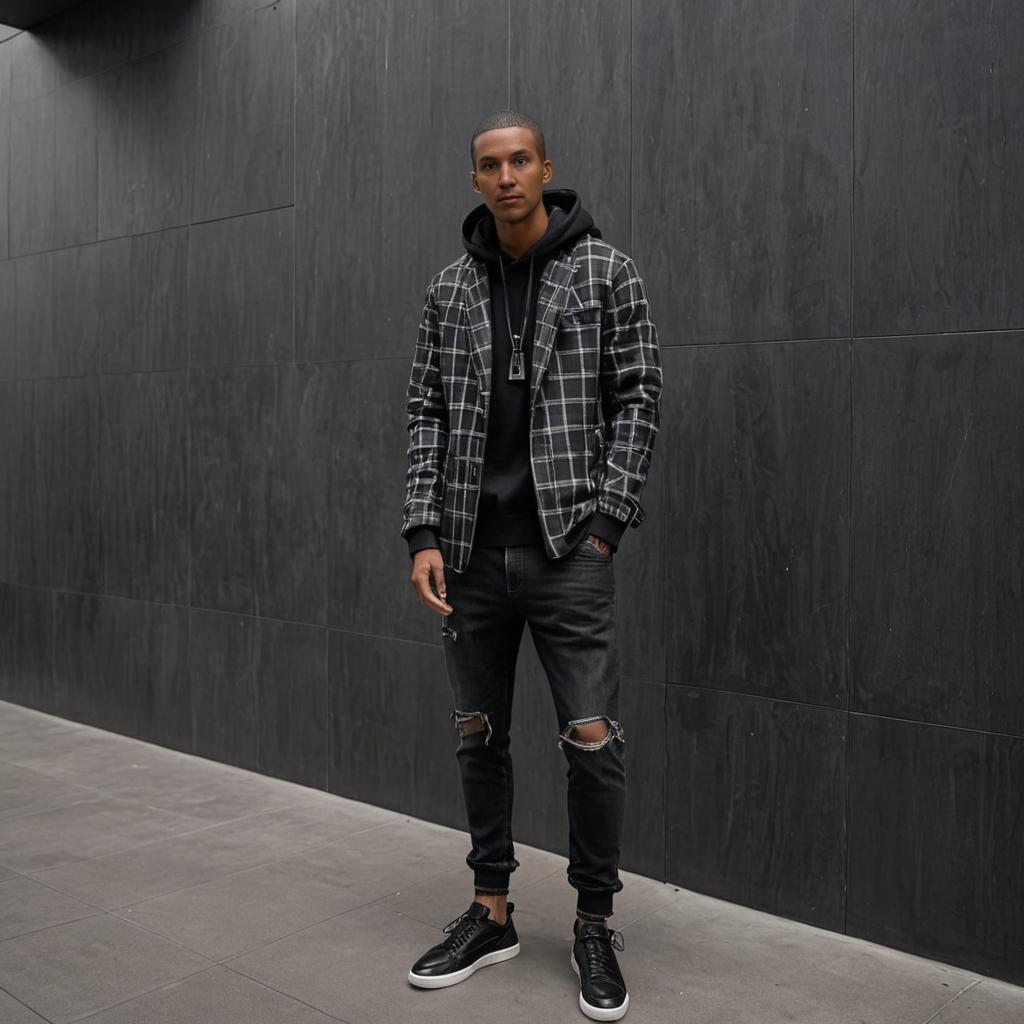 Stylish Man in Urban Fashion with Checkered Jacket