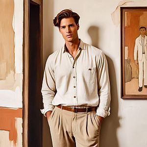 Confident Young Man in Minimalistic Style