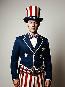 Patriotic Man in Vintage Americana Costume