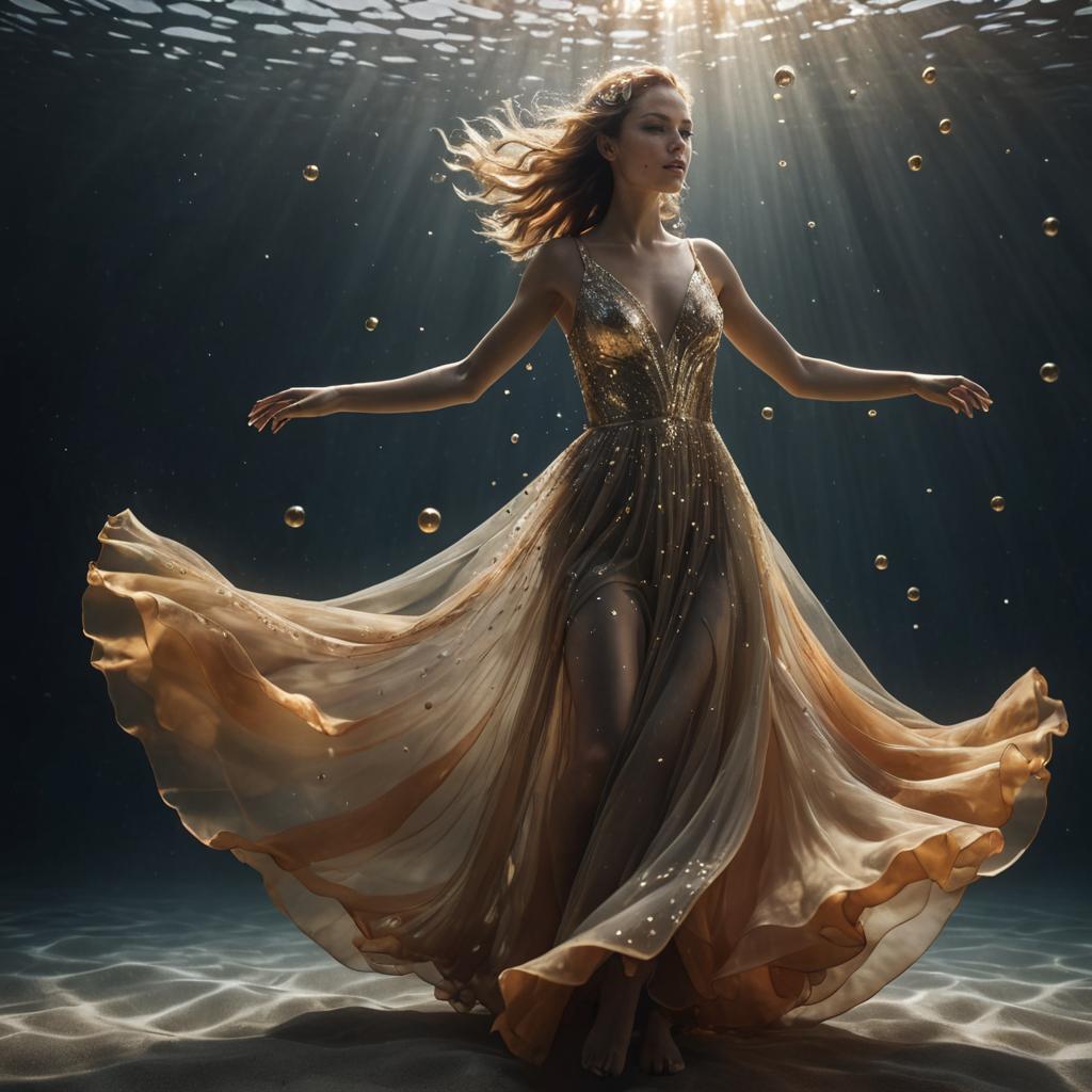 Woman Dancing Gracefully Underwater