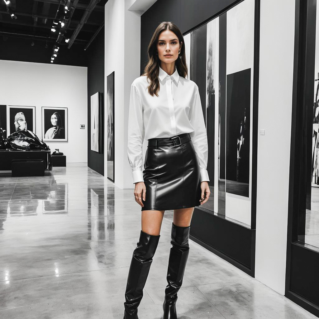 Stylish Woman in Modern Art Gallery