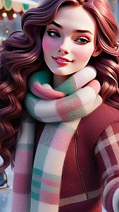 Woman in Cozy Winter Scarf and Jacket