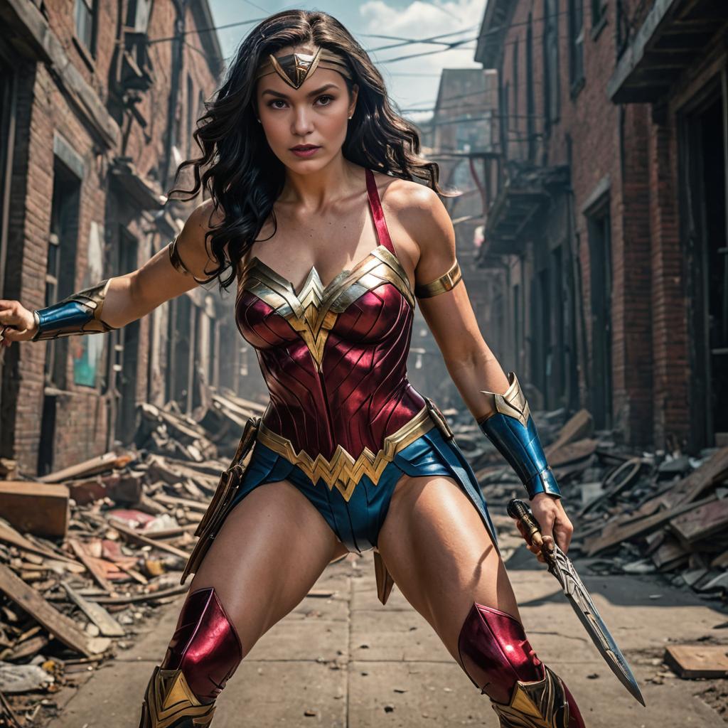 Wonder Woman in Urban Destruction