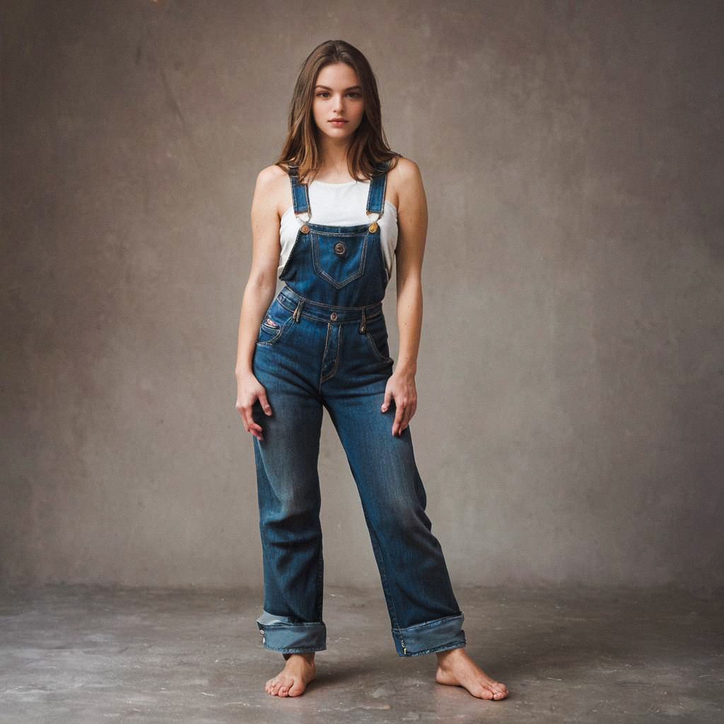 Confident Woman in Classic Denim Outfit Confident Woman in Classic Denim Outfit