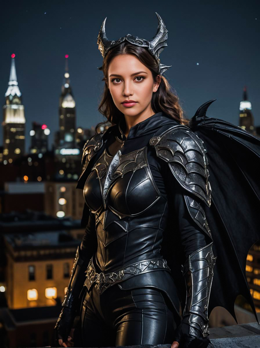 Dramatic Female Gargoyle Costume with Silver Armor