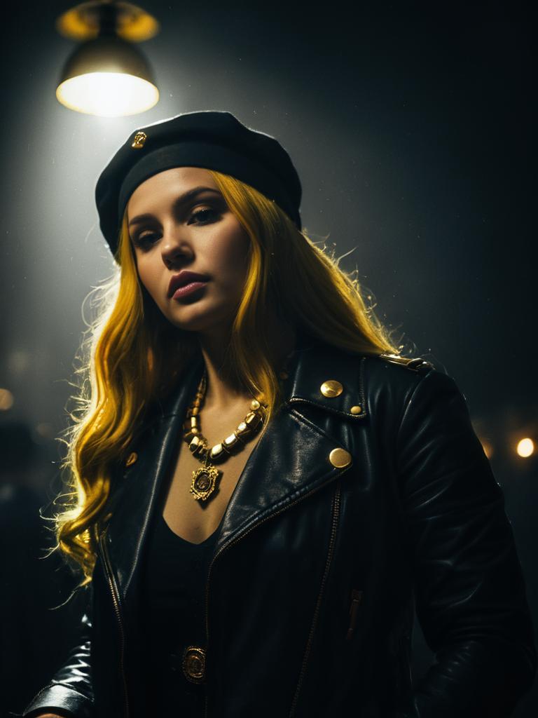 Realistic Jewelry Bonney Cosplay Woman in Black Leather Jacket and Beret