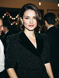 Elegant Woman in Sparkling Velvet Dress at Formal Evening Event
