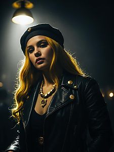 Realistic Jewelry Bonney Cosplay Woman in Black Leather Jacket and Beret