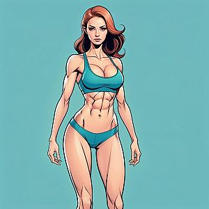 Athletic Woman with Red Hair in Turquoise Sportswear