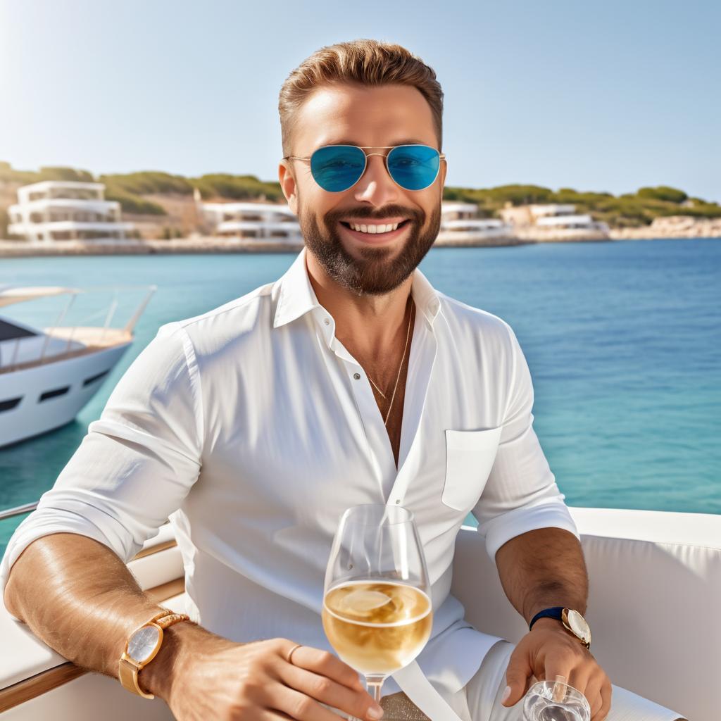 Stylish Man on Luxury Yacht