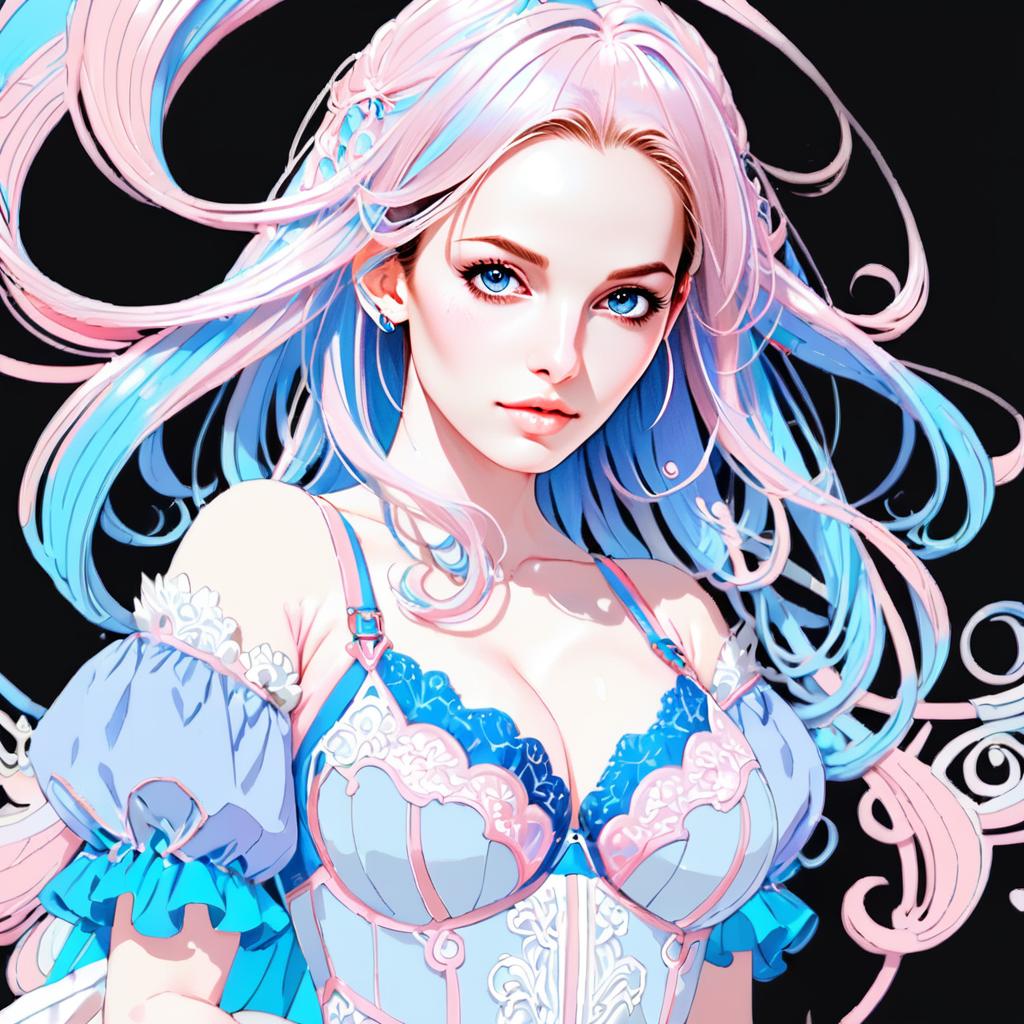 Anime Portrait of Woman with Pastel Hair