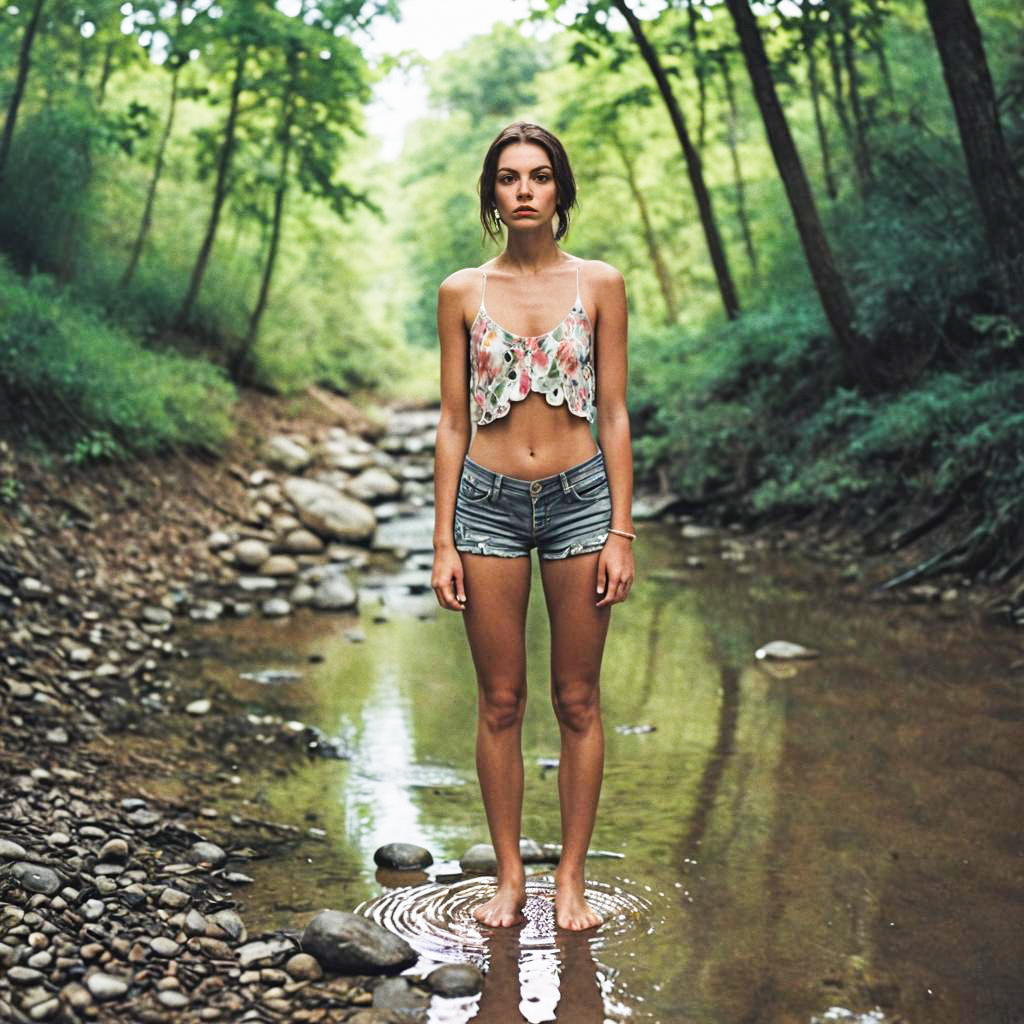 Confident Young Woman in Serene Creek