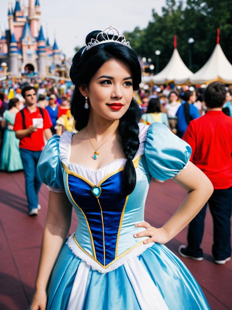 Woman in Disney Princess Costume at Cosplay Festival