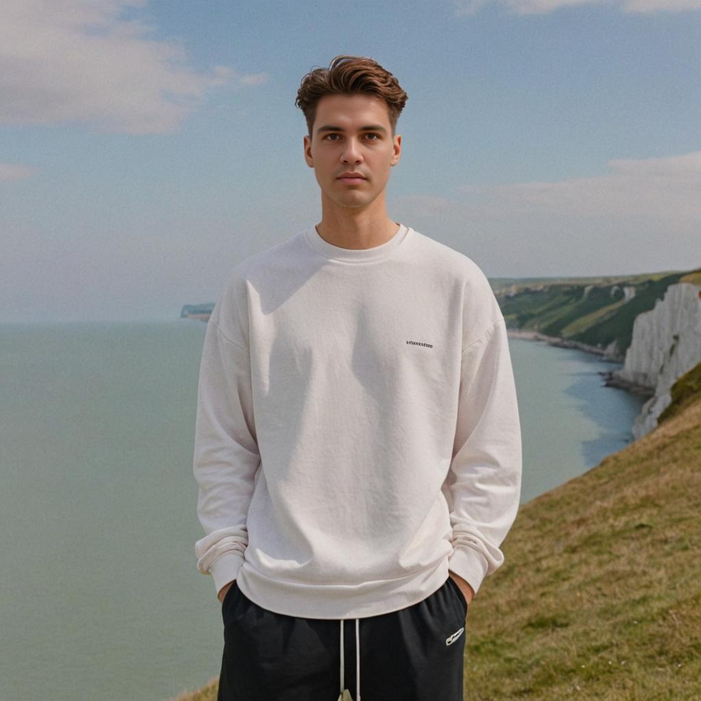 Man Posing at White Cliffs of Dover