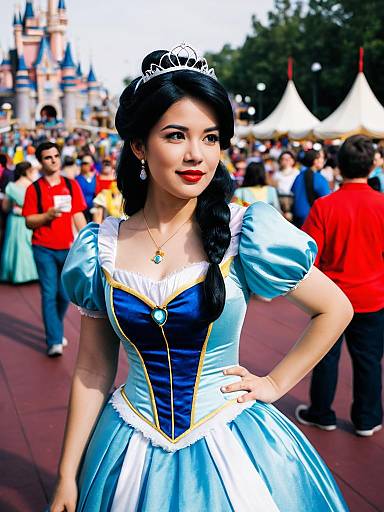 Woman in Disney Princess Costume at Cosplay Festival