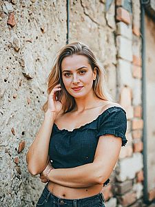 Stylish Woman Posing Against Textured Wall