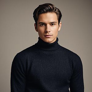 Young Man in Black Turtleneck Portrait