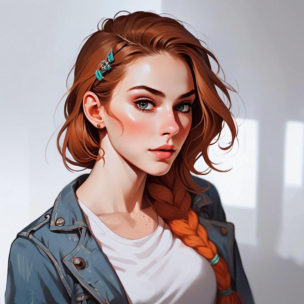Young Woman with Blue Eyes and Red Hair Young Woman with Blue Eyes and Red Hair