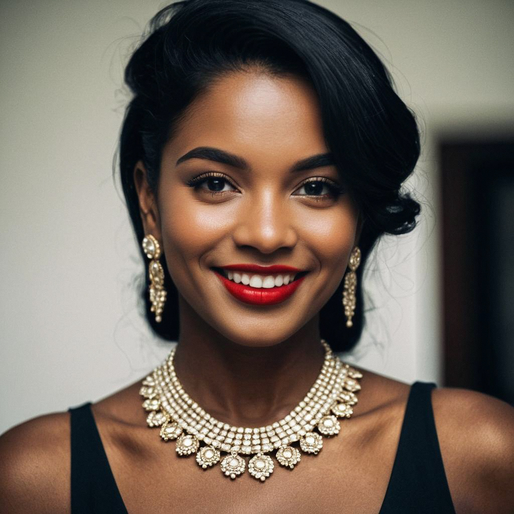 Beautiful Woman in Gajra Hairstyle with Traditional Jewelry Beautiful Woman in Gajra Hairstyle with Traditional Jewelry