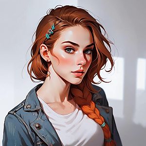 Young Woman with Blue Eyes and Red Hair