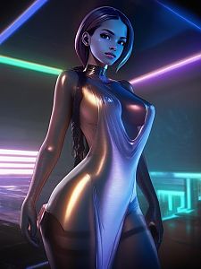 Futuristic Woman in Metallic Outfit