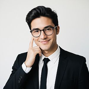 Confident Young Man in Glasses and Business Suit Portrait