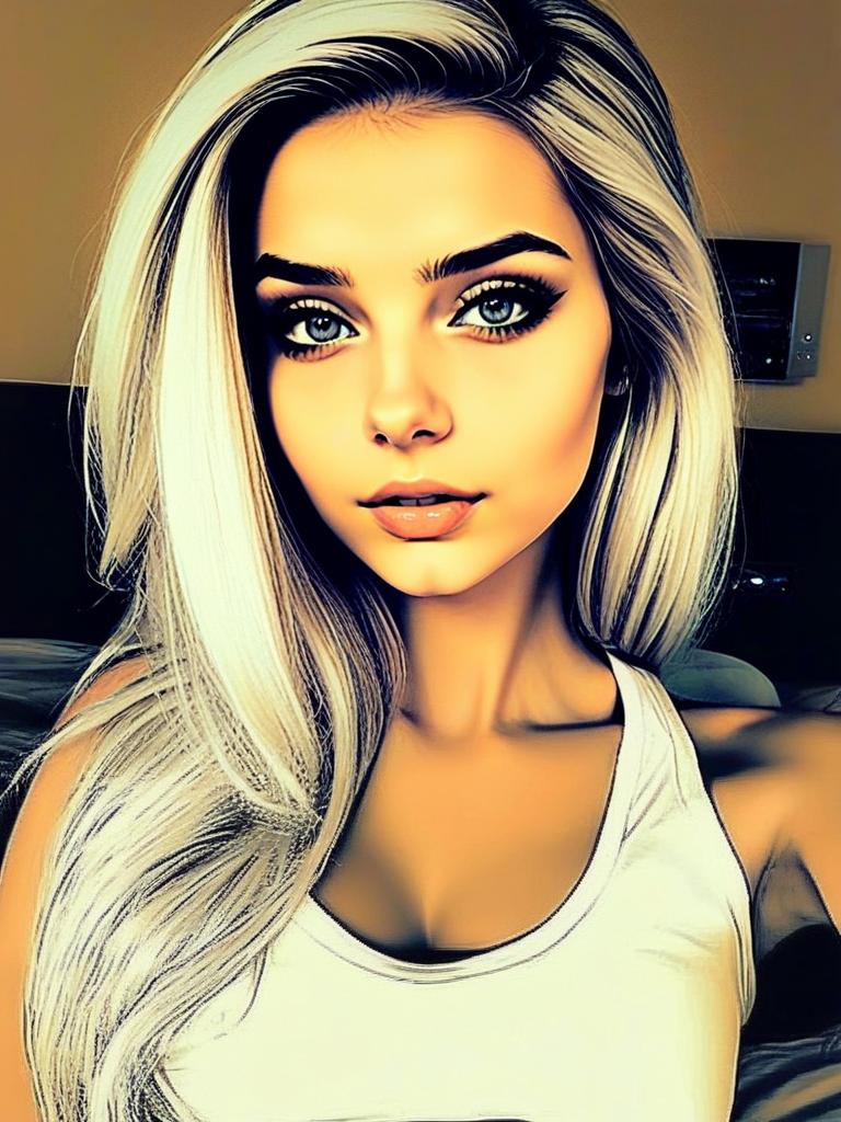 Portrait of Young Woman with Platinum Blonde Hair Portrait of Young Woman with Platinum Blonde Hair