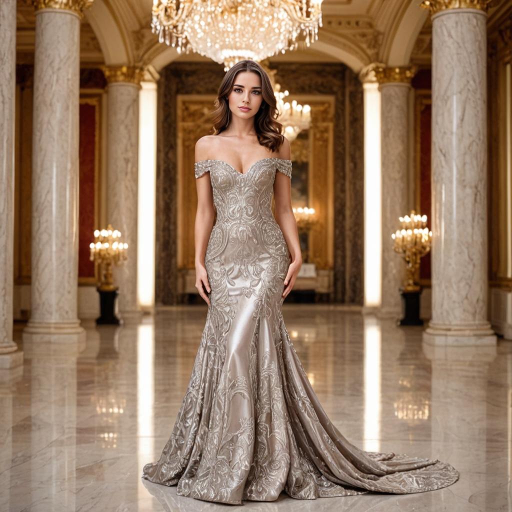 Elegant Woman in Off-the-Shoulder Gown