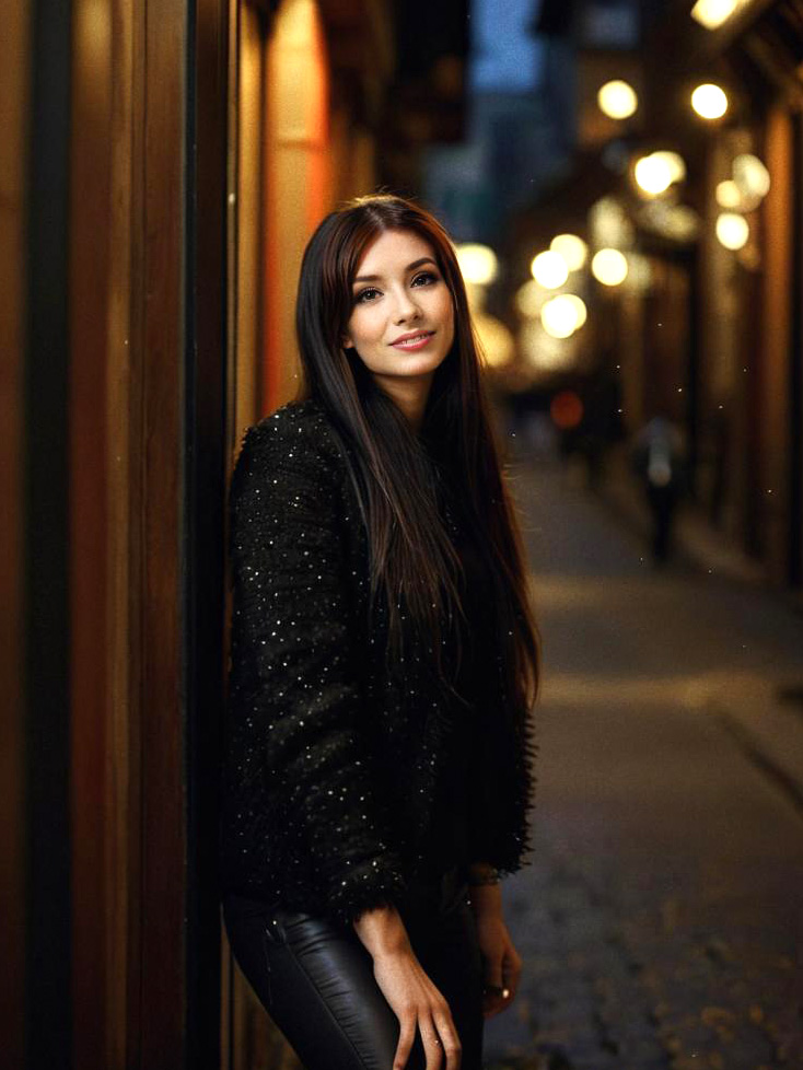 Confident Woman in Charming Alleyway