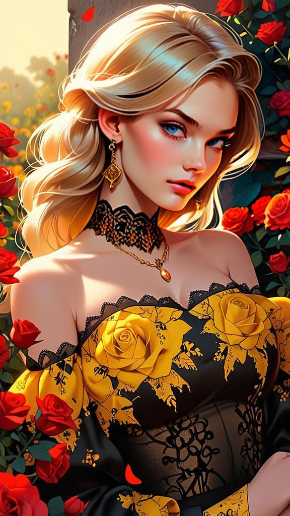 Digital Portrait of Woman with Blonde Hair and Blue Eyes Digital Portrait of Woman with Blonde Hair and Blue Eyes