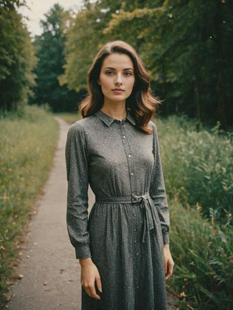 Elegant Woman in Vintage Dress