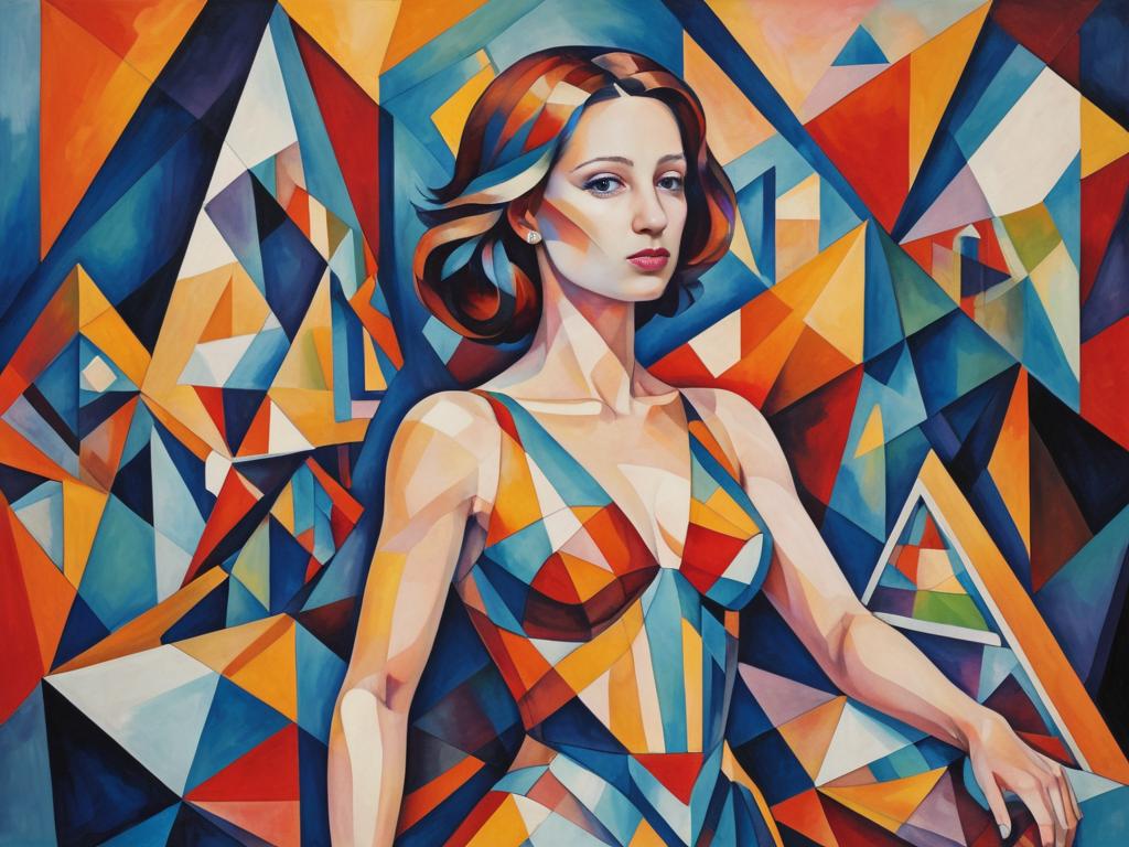 Cubist Woman in Bold Colors