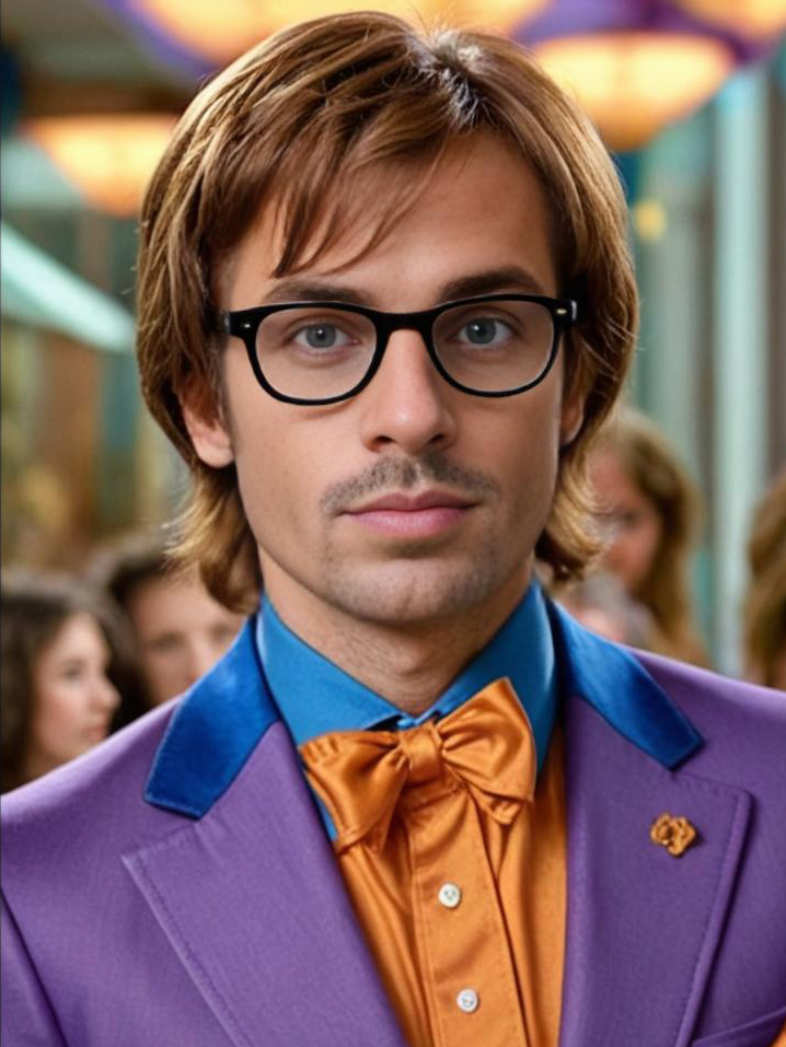 Man in Retro 60s Austin Powers Style Suit