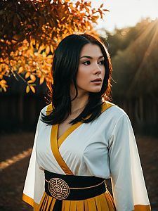 Sexy Cosplay Woman Wearing Suma Costume Realistic Photo