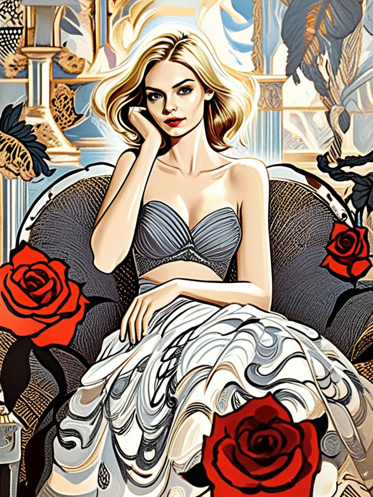 Elegant Woman Amidst Red Roses