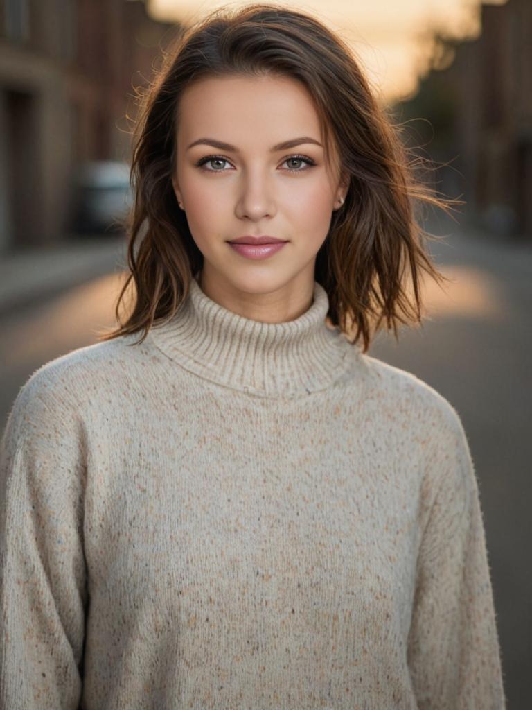 Woman in Beige Turtleneck Sweater Outdoors