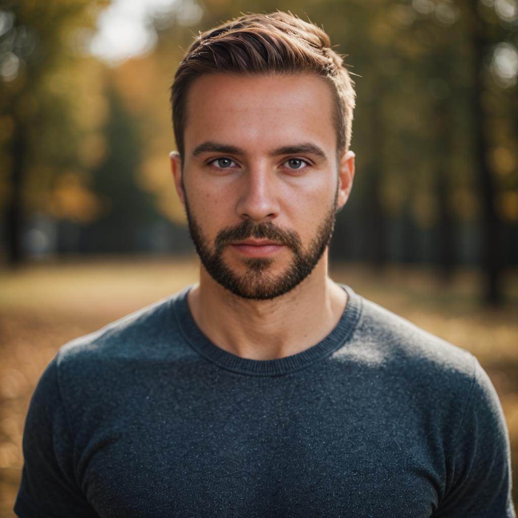 Young man in autumn forest