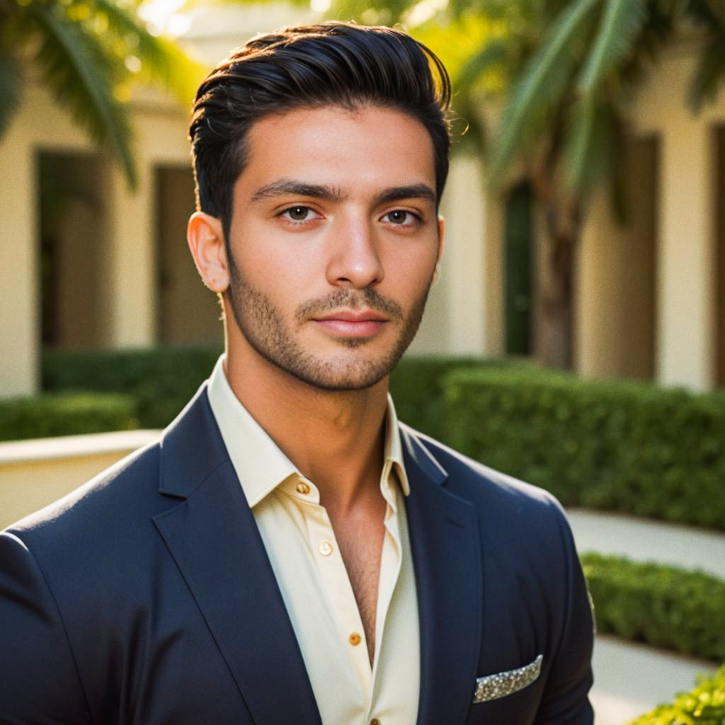 Confident Man in Elegant Suit Amidst Modern Architecture