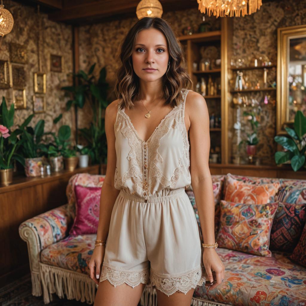 Stylish Woman in Vintage-Inspired Interior