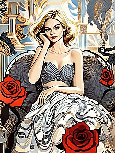 Elegant Woman Amidst Red Roses