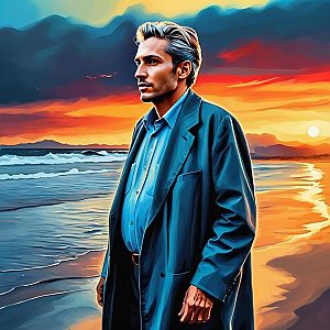 Contemplative Man at Coastal Sunset