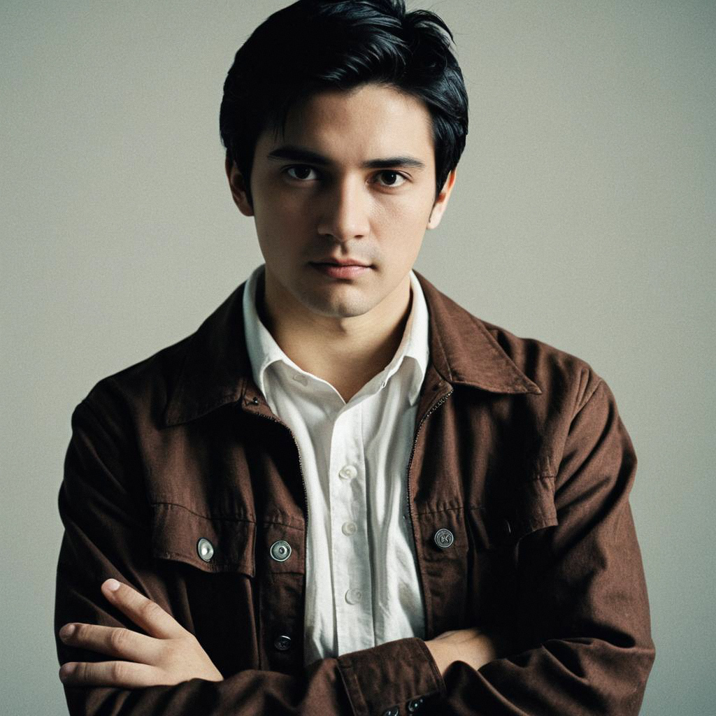 Confident Young Man in Brown Jacket