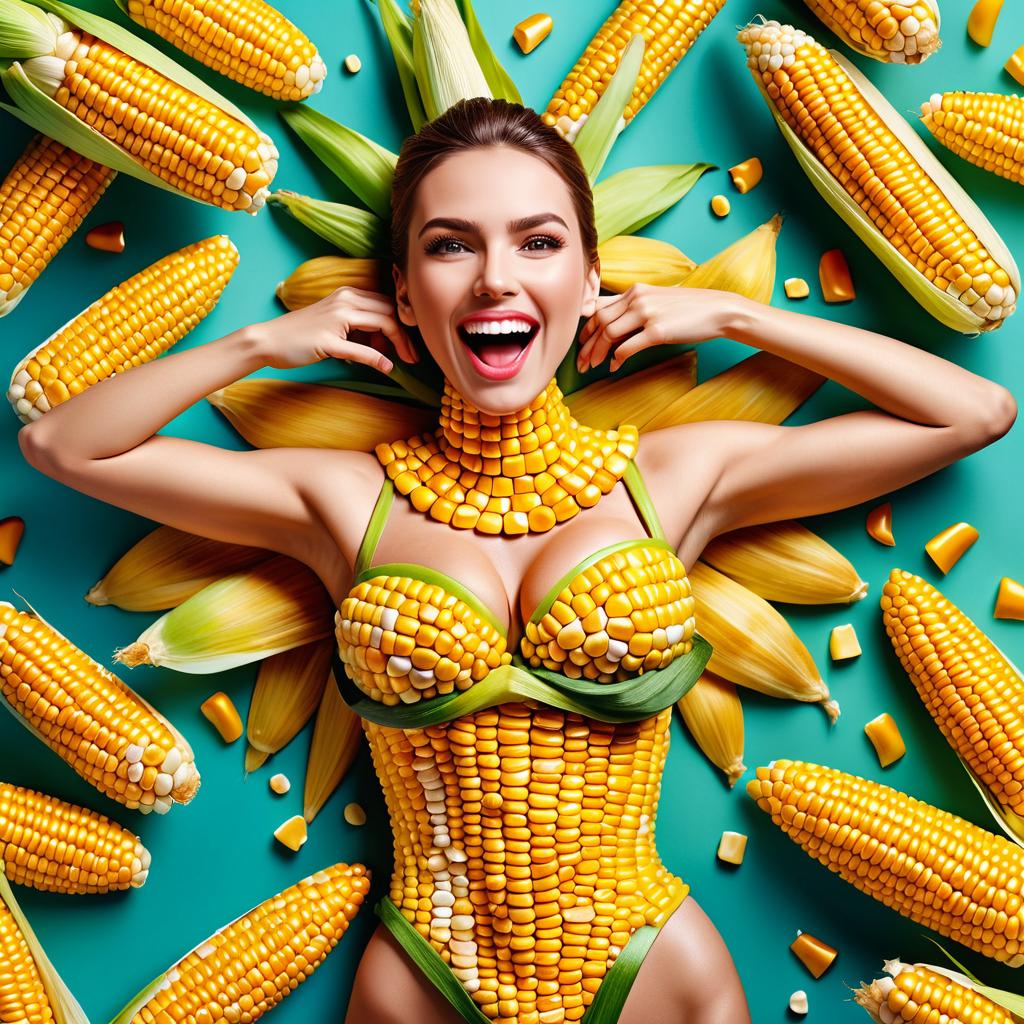 Vibrant Woman Adorned with Corn