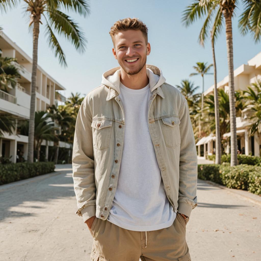 Cheerful man outdoors in casual wear on a sunny day