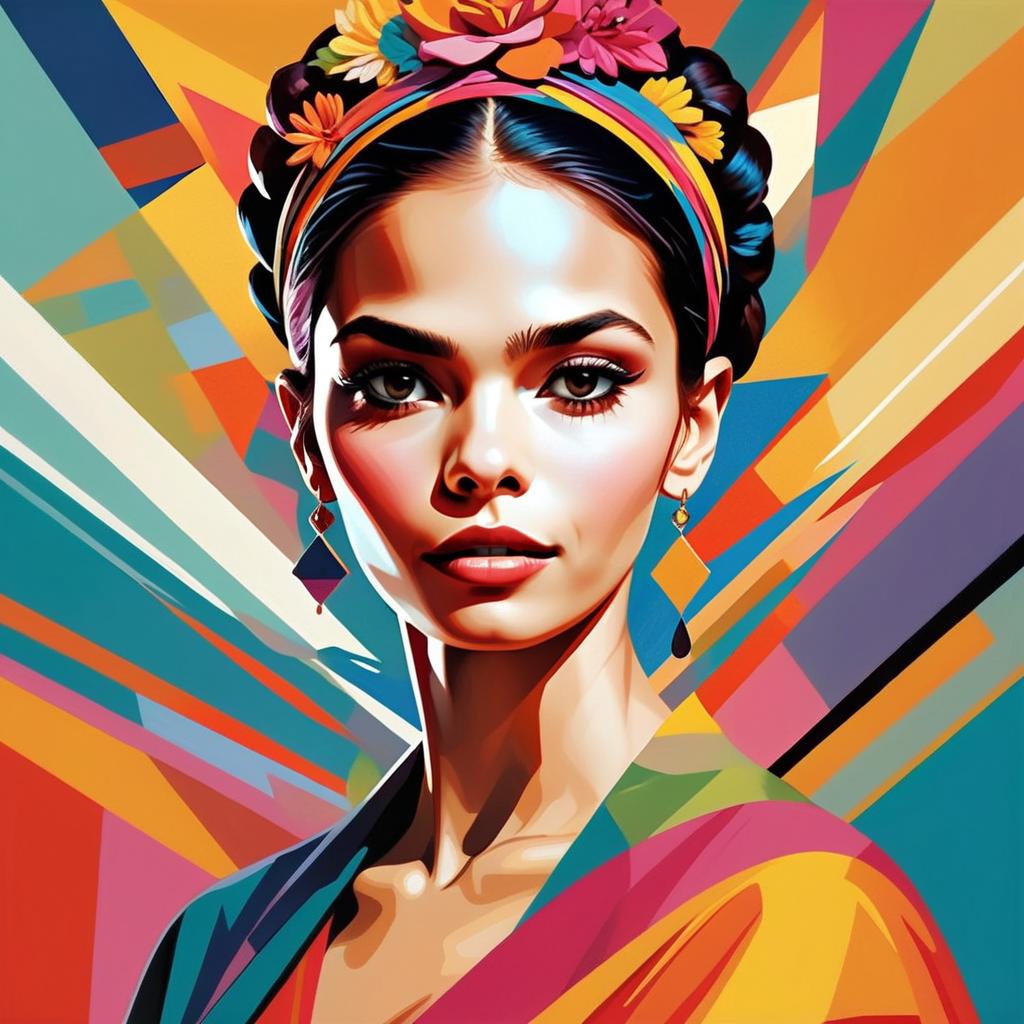 Vibrant Woman Portrait with Floral Headband Vibrant Woman Portrait with Floral Headband